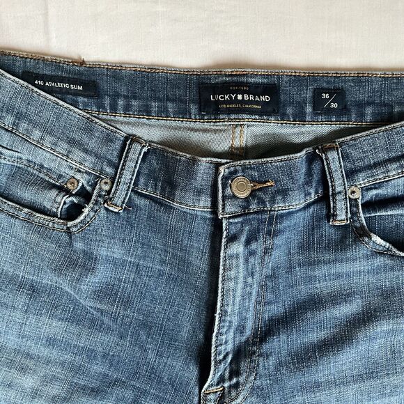 Lucky Brand Men's 410 Athletic Slim Fit Blue Jeans 36x30 Denim 28.5 Inseam - Picture 3 of 5